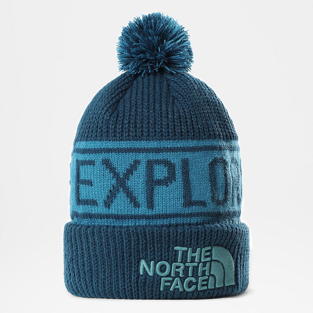 The North Face Beanies Mens Australia - The North Face Retro Tnf Pom Blue (UFZ-041236)